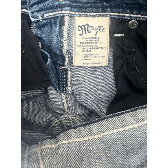 MISS ME Rhinestones cross embroidered jeans Bermuda shorts - Picture 10 of 11